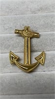 Large Gold Filled Anchor/ Mariner Pin/ Brooch 1/20