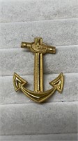 Large Gold Filled Anchor/ Mariner Pin/ Brooch 1/20