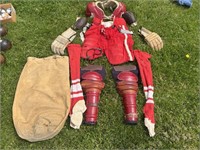 Vintage Hockey Gear and Duffle Bag, c.1950's