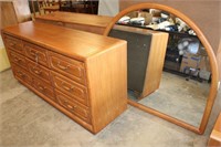 Oak 9 drawer dresser w/ wall mount mirror