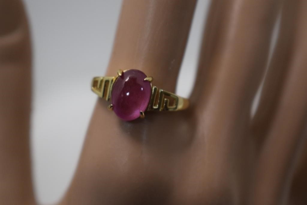 Sterling & Gold Overlay Ruby Ring   Sz 9