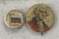 George Washinton & Russia Pinbacks