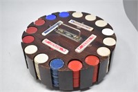 Poker Chip Set In Wooden Carousel Case