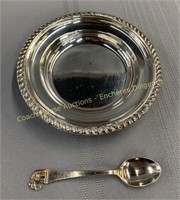 Birks sterling silver tray with silver spoon