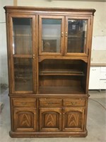 Gorgeous two-part oak china cabinet. Glass doors