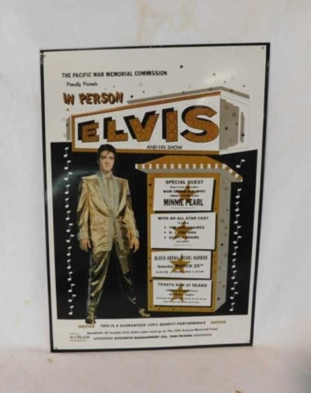 Metal Elvis Presley sign, 12" x 17"