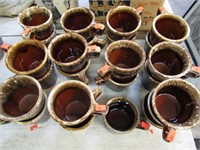 HULL BROWN DRIP POTTERY COFFEE CUPS