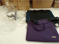 2- Laptop Bags & 3 Glass Canisters/ Candle Holders