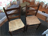 2 wooden ladder back chairs