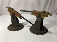 2 Vintage Tin Toy Guns On Stands