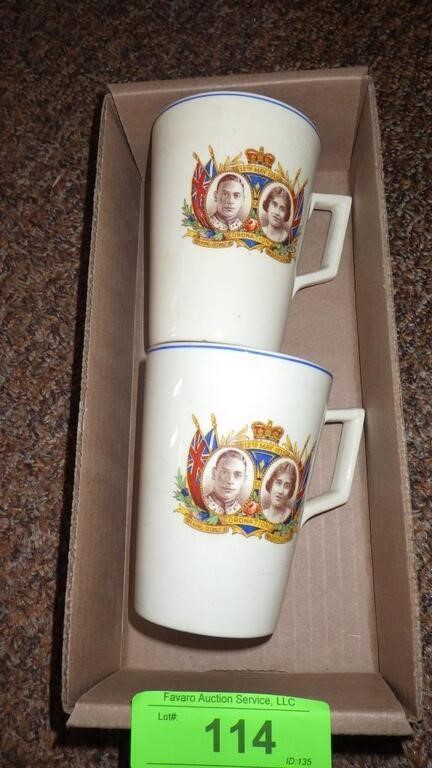 VINTAGE KING GEORGE & QUEEN ELIZABETH MUGS