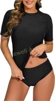 ALLTOKE Women's Rash Guard Set  Large  Black