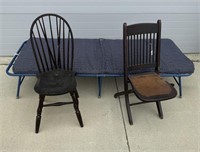 (2) Wooden Chairs, Collapsible Sleeping Cot