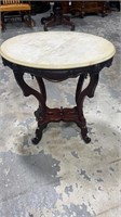 Oval Walnut Victorian Marble Top Table