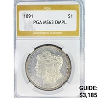 1891 Morgan Silver Dollar PGA MS63 DMPL