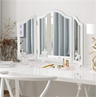 LUXFURNI Trifold Vanity Mirror (White)