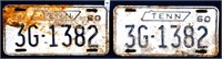 Pair 1960 TN license plates