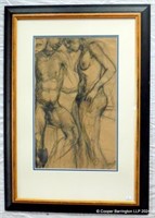 Duncan Grant Male and Female Nude Charcoal Study