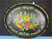 Vtg hand painted metal tray