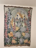 Large House in the Garden Floral Tapestry