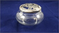 PEWTER CAT LID Candy Glass Jewellery Bowl