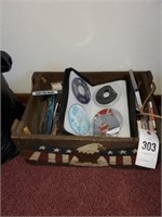 DECORATED WOOD BOX- CD'S & RELATED