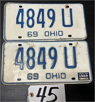 Pair of 1969 Ohio License Plates