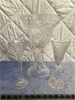 Crystal Centerpiece with Pair of Antique Flutes