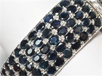 STERLING SILVER HINGED 175 SAPPHIRES (55CT)