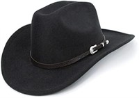 Western Cowboy Hat  Roll Up Fedora  Buckle Belt  M