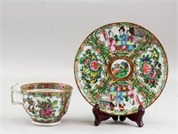 Chinese Canton Enamel Porcelain Cup and Saucer