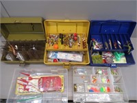 (5) Tackle Boxes and Contents – lures, jig heads,