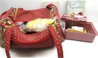 Yarn Bag W/Yarn,Sewing Items,Book On Knitting