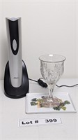 ELECTRIC WINE BOTTLE OPENER, CRYSTAL WINE GLASS AN