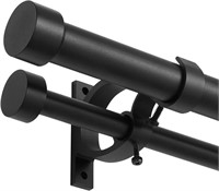 Lwiiom Matte Black Double Curtain Rods 36 to 72"