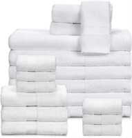 Newwiee 18 Pieces White Bath Towel Set