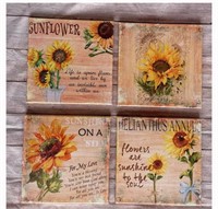 Set of four sunflower canvas wall art quotes canva
