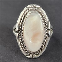 Oblong Mother of Pearl Ring Sz. 8