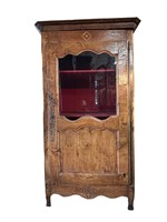 Early Inlaid European Cupboard with Glass Door