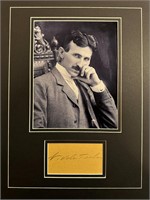 Nikola Tesla Custom Matted Autograph Display