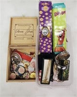 Various Costume Jewelry & Cigar Box