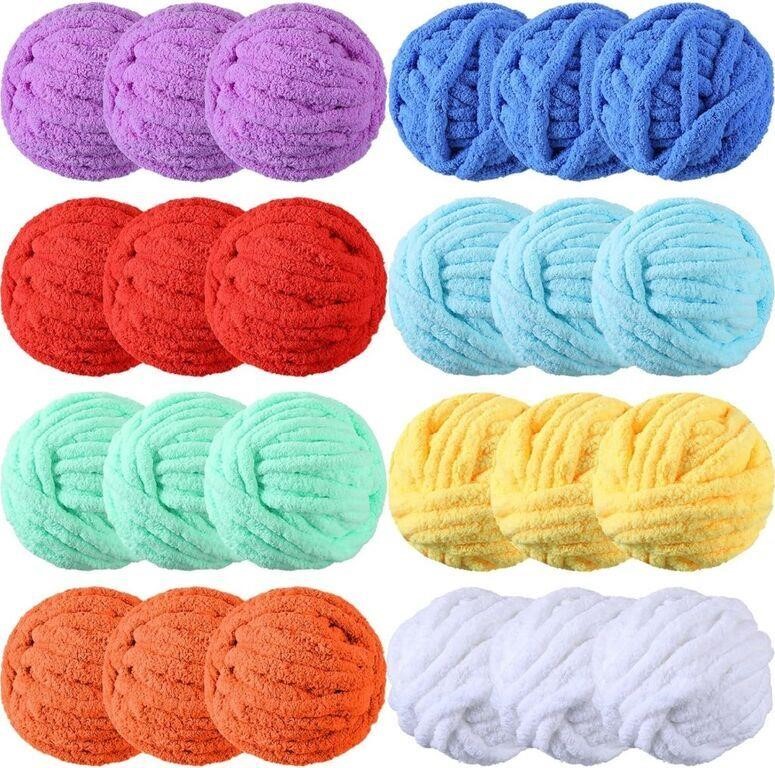 Timgle Chunky Chenille Yarn, 24 Pack