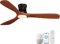 52 Smart Wood Low Profile Ceiling Fans with Lights