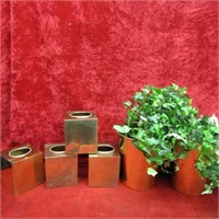 Brass tissue holders and trash can