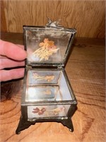 Pressed Flowers Glass & Metal Trinket Jewelry Box