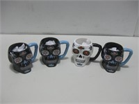 Four Sugar Skull Mugs