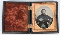 CIVIL WAR 1/9TH PLATE SOLDIER TINTED AMBROTYPE