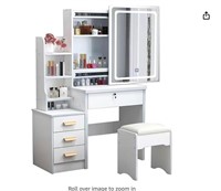 Saimly Dressing Table with Sliding Lighted Mirror,