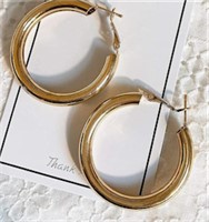 Gold Tube Hoop Earrings Lightweight Large Fashion