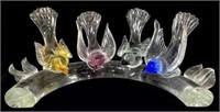 Signed Large Murano Art Glass Birds Perched